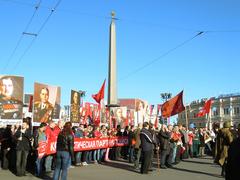 Victory Day Immortal Regiment march on Nevsky Prospekt in Saint Petersburg