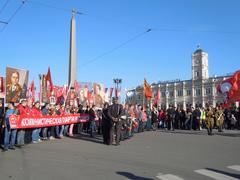 Victory Day parade in Saint Petersburg on Nevsky Prospekt