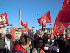 Victory Day celebration in Saint Petersburg with the Immortal Regiment procession on Nevsky Prospekt