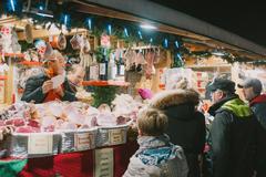 Christmas markets of Trento with festive decorations and stalls