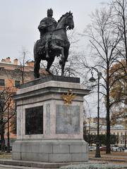 Monument to Emperor Peter I near Mikhailovsky Castle in Russia