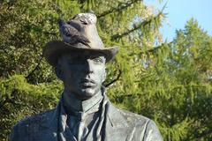 Statue of Rachmaninoff with pigeons in Novgorod, Russia