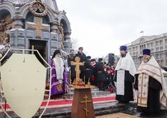 Honor guard participating in events during the 141st anniversary of Bulgaria's liberation from Ottoman rule