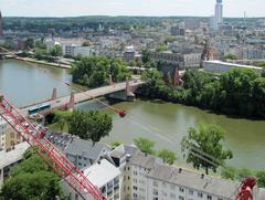 Alte Brücke over the Main River in Frankfurt, June 2018, viewed from the Domturm