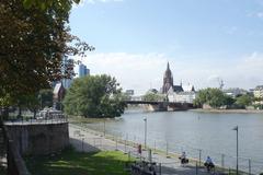 Neuer Portikus and Alte Brücke with Frankfurt Cathedral and St. Paul's Church in the background