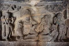 Kubera and Hariti statues in Aurangabad Caves, India