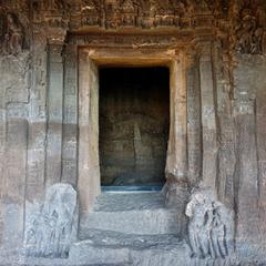 decorated doorway at Aurangabad Caves in Aurangabad, India