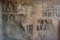 Unfinished relief panel at Aurangabad Caves