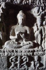 Rough cut Buddha statue at Aurangabad Caves