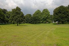 Hamburg Alter Elbpark with Wilhelm I monument and lush greenery