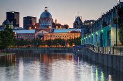 Bonsecours Market at dusk in Montreal's Old Port