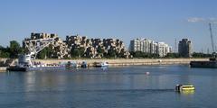 Habitat 67 in Cité du Havre with port and residential buildings