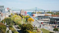 Old Port of Montreal from Pointe-à-Callière Museum rooftop