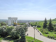 White gazebo monument in Poltava, Ukraine