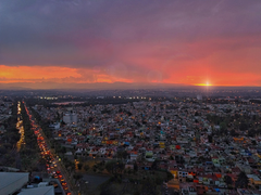 Cityscape of Cuautitlan Izcalli at sunset