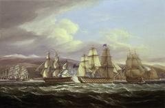 Blockade of Toulon naval battle painting by Thomas Luny