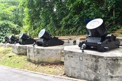 Fort Siloso preserved 13-inch trench mortars