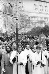 Opening of monument to victims of political repressions with human rights activist and priest Gleb Yakunin performing a service