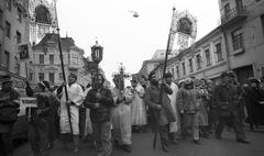 Religious procession before the installation of the Solovetsky Stone at Lubyanka Square