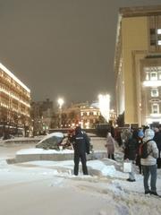 Flowers and candles at the Solovetsky Stone in Moscow