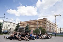 National Bolsheviks protesting near Solovetsky Stone