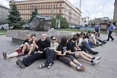 National Bolsheviks protesting at Solovetsky Stone