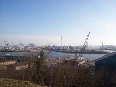 View from Altonaer Balkon to Köhlbrand and Köhlbrand-Bridge