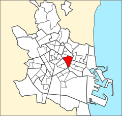 Location of Mestalla neighborhood in Valencia