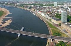 Bird's eye view of River Rhein and Düsseldorf