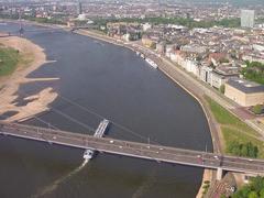 Rhine River at low water level in Düsseldorf 2007