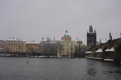 Cyclists riding through a snowy forest during Vltava Tour 2019