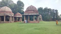 Hauz Khas Fort in India with adjacent deer park