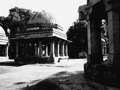 Hauz Khas Village Fort in black and white