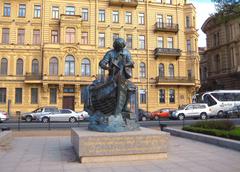 Monument to Peter I on Admiralty embankment in St. Petersburg