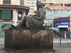 rear view of the statue Mãe Preta in Largo do Paiçandu, São Paulo