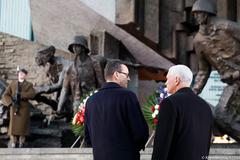 Mike Pence and Mateusz Morawiecki at the Monument of the Warsaw Uprising 1944 in Poland