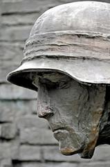 Statue of a determined soldier in Poland