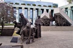 Warsaw Uprising Monument with courthouse in the background