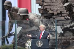 Donald Trump giving a speech in Warsaw, Poland