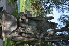 Detailed view of Ponte delle Sirenette monument in Parco Sempione, Milan, Italy