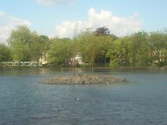 Düsseldorf Schloß Benrath Rousseau-Island after reinforcement and planting needed after storm Ela