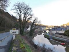 port de Dinan and Lanvallay separated by the Rance river in Côtes d'Armor, Brittany, France