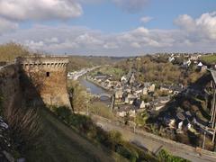 Lanvallay village view from Dinan curtain wall and towers in Côtes d'Armor, Brittany, France