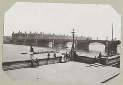 View of Westminster Bridge and St. Thomas' Hospital in London