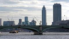 Westminster Bridge and Millbank Tower from the River Thames