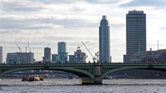 Westminster Bridge and Millbank Tower from the River Thames