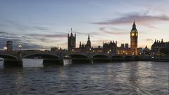 Big Ben at sunset with a colorful sky