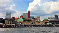 view of the Landungsbrücken in Hamburg