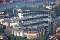 Panoramic view of Hamburg-Neustadt featuring the Basler Versicherungen building