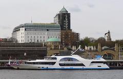 Rundfahrschiff Fantasia at Landungsbrücken in St. Pauli